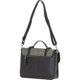 Ashwood Leather & Harris Tweed® Cloth Large Satchel Bag with Twist Lock Brown/Green: TW-35-09-BG