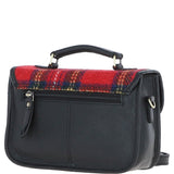 Ashwood Leather & Harris Tweed® Cloth Small Satchel Bag Black/Red: TW-67-14-BR