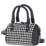Ashwood Leather & Harris Tweed® Cloth X-Small Barrel Bag Black/White: TW-60-12-BW