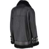 Womens Oversized Sheepskin Flying Jacket Black: KB-20091