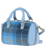 Ashwood Leather & Harris Tweed® Cloth Small Barrel Bag Baby-blue/Blue: TW-61-19-BB