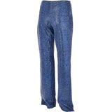 Women's Flared 60's Snake Print Leather Jeans Blue: 4053