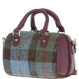 Ashwood Leather & Harris Tweed® Cloth Small Barrel Bag Wine/Mcload: TW-61-17-WM