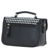 Ashwood Leather & Harris Tweed® Cloth Small Satchel Bag Black/White: TW-67-12-BW