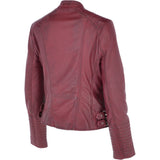 Ladies Leather  Biker Jacket Bordeaux: N-31