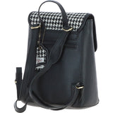 Ashwood Leather & Harris Tweed® Cloth Compact Backpack Black/White: TW-65-12-BW