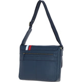 Gabicci Leather Messenger Bag with Striped Detail Navy: GB-64951