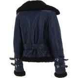 Women's Aviator Biker Jacket Blue/Black: 2420