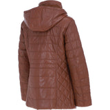 Women’s Genuine Leather Quilted Hooded Jacket by Ashwood Leather in Tan: Walbusch