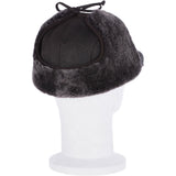 Leather Hunting Trapper Hat With Sheepskin Fur Brown Brissa: 018S