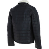 Ashwood Men’s Real Leather Puffer Jacket in Regular Fit with Faux Fur Collar Black: AWM-Puffer