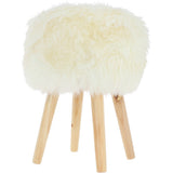 New Zealand Sheepskin Stool Natural: SHORT SHEEPSKIN STOOL