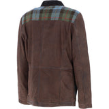 Ashwood Leather x Harris Tweed Men's Buff Lamb Leather Jacket with Corduroy Collar Brown/Mcload: TW-903-01-BM