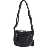Ashwood Leather & Harris Tweed® Cloth Saddle Bag Black/White: TW-26-012-BW