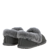 Women's Classic  Suede Sheepskin Cuff Slippers Grey: LADIES CUFF SLIPPERS