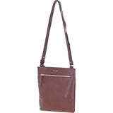 Exquisite Genuine Leather Crossbody Flat Bag with Golden Accents 2 Tone Tan: 64255