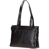 Velutto Eleganza' Zip Mid Section Real Leather Shoulder Bag Brown/croc: 52234