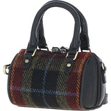 Ashwood Leather & Harris Tweed® Cloth X-Small Barrel Bag Black/Green/Red: TW-60-07-BR