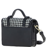 Ashwood Leather & Harris Tweed® Cloth Mini Satchel Bag with Twist Lock Black/White: TW-32-12-BW