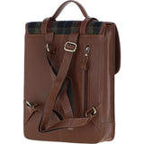 Ashwood Leather & Harris Tweed® Cloth Large Backpack with Twist Lock Tan/Green/Red: TW-38-08-TR