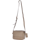 Zip Around 2 Section Small Leather Cross Body Bag Pewter: 62103