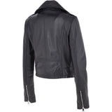Short Leather Biker Jacket Black: 6617