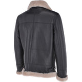 Mens Luxury Shearling Flying Jacket Black/cream: MP 34