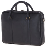 Mens Leather Laptop Messenger Bag Black: JOE