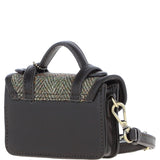 Ashwood Leather & Harris Tweed® Cloth Micro Satchel Bag with Twist Lock Brown/Green:TW-36-09-BG