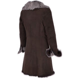 3/4 Length Toscana Suede Leather Coat Brown: KB 466