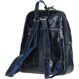 Croc Print Leather Backpack with Gold Hardware Navy/Croc: 52235