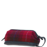 Ashwood Leather & Harris Tweed® Cloth Unisex Washbag Navy/Pink: TW-40-06-NP