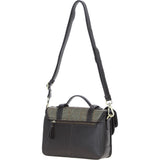 Ashwood Leather & Harris Tweed® Cloth Medium Satchel Bag with Twist Lock Brown/Green: TW-34-09-BG