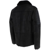 Men's Luxury Side Zip  Sheepskin Pilot Jacket Black: P-56