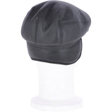 One Piece Sheepskin Leather Flat Cap Black: 04K