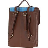 Ashwood Leather & Harris Tweed® Cloth Large Backpack with Twist Lock Tan/LT Blue: TW-38-05-TB