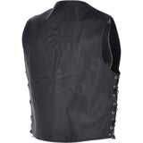 Men's Leather Embossed Laced Waistcoat Black: W/COAT SKULL