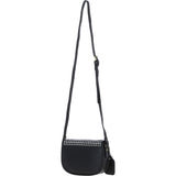 Ashwood Leather & Harris Tweed® Cloth Saddle Crossbody Bag with Twist Lock Black/White: TW-30-012-BW