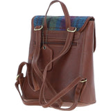 Ashwood Leather & Harris Tweed® Cloth Compact Backpack Tan/Purple: TW-65-13-TP