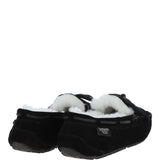 Women's Classic  Suede Sheepskin Moccasin Slippers Black/White: LADIES MOCCASSINS