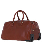 Luxurious Leather Wheeled Duffle Bag Tan: pl-50