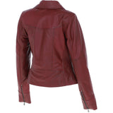 Ladies Ashwood Leather Biker Jacket Burgundy: AWL-1991