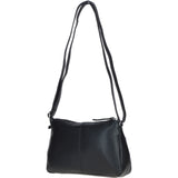 Compact Zip-Closure Leather Crossbody Bag Black: Belfast