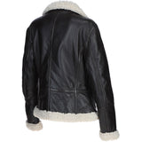 Womens Shearling Biker Jacket Brown: 2418