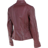 Leather Biker Style Jacket Burgundy : Awl-1201