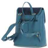 Ashwood Leather & Harris Tweed® Cloth Compact Backpack Teal/Navy: TW-65-16-TN