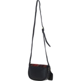Ashwood Leather & Harris Tweed® Cloth Saddle Crossbody Bag with Twist Lock Black/Green/Red: TW-30-07-BR