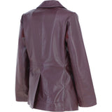 Womens Leather Fashion Single Breasted Blazer Burgundy: AWL-Blazer