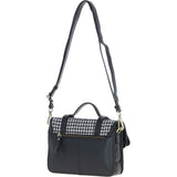 Ashwood Leather & Harris Tweed® Cloth Medium Satchel Bag with Twist Lock Black/White: TW-34-012-BW