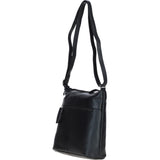 Practical Extending Pocket Leather Shoulder Bag Black: Donegal